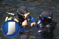 indiana map icon and a scuba diving lesson in Monterey Bay, California