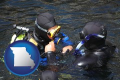 missouri map icon and a scuba diving lesson in Monterey Bay, California