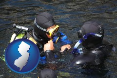 new-jersey map icon and a scuba diving lesson in Monterey Bay, California