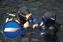tennessee map icon and a scuba diving lesson in Monterey Bay, California