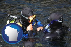 wisconsin map icon and a scuba diving lesson in Monterey Bay, California